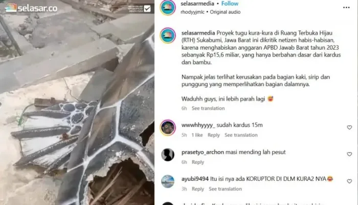 LAWAN Institute Soroti Patung Kura-Kura Raksasa Terbuat dari Bambu dan Kardus, Nilainya Capai Rp15,6 Miliar